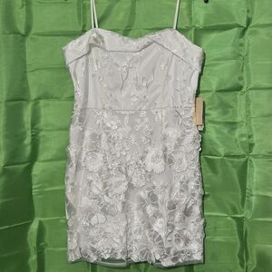 Elegant White Floral Embroidered Dress